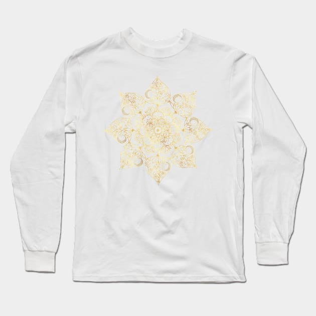 Elegant White Gold Mandala Floral Long Sleeve T-Shirt by NdesignTrend